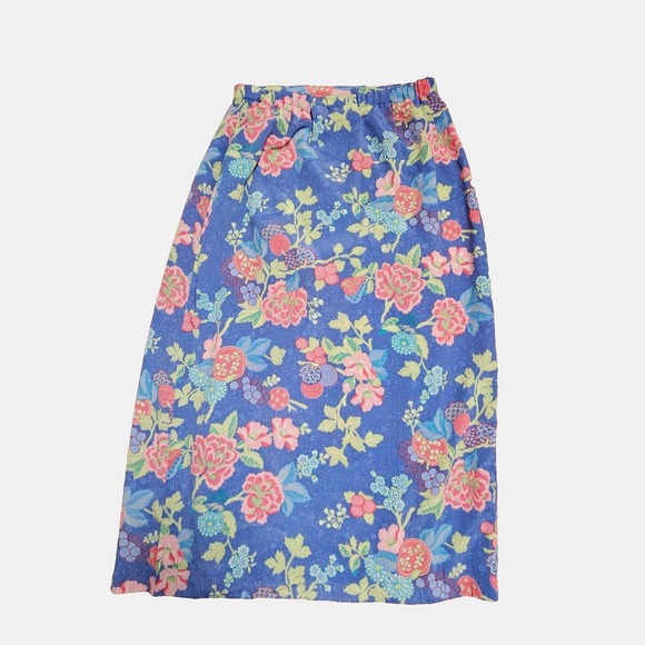 Vintage Appleseed's Womens Petite 8P Floral Wrap Midi Skirt Folk Cottagecore - Picture 2 of 6